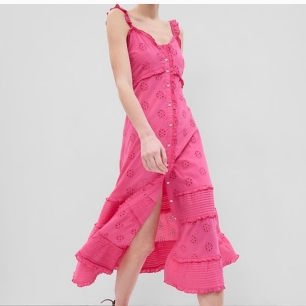 Gap Maxi Eyelet Pink Sundress